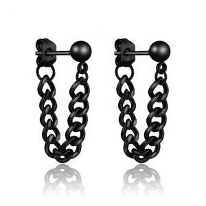 3/$25 Black Metal Chain Drop Earrings